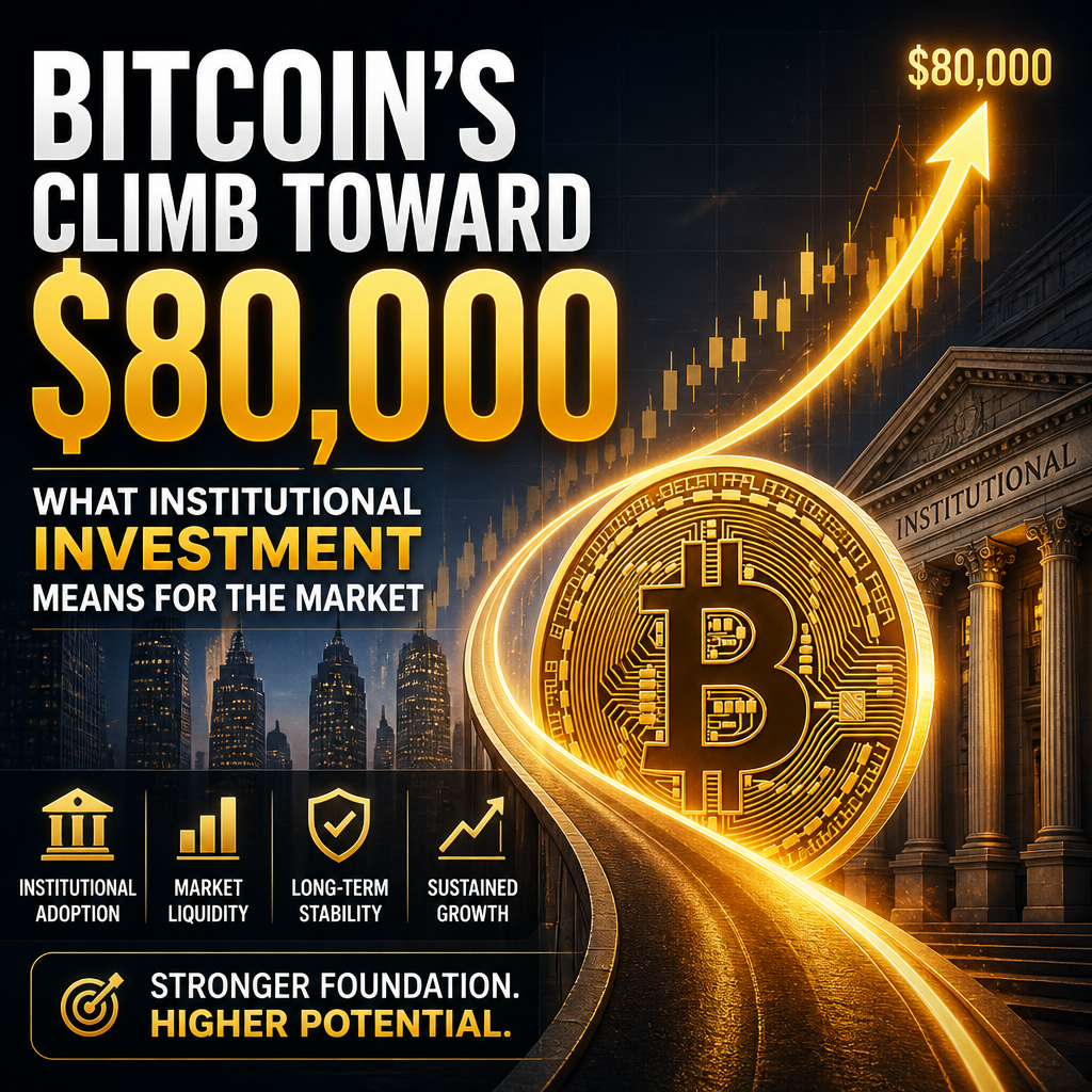 Bitcoin price chart approaching the 80,000 dollar milestone