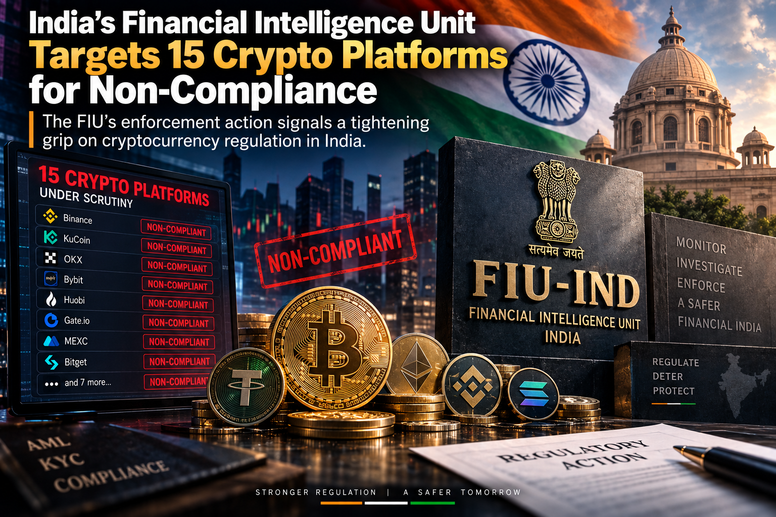 India's Financial Intelligence Unit headquarters, representing increased regulatory scrutiny of crypto platforms