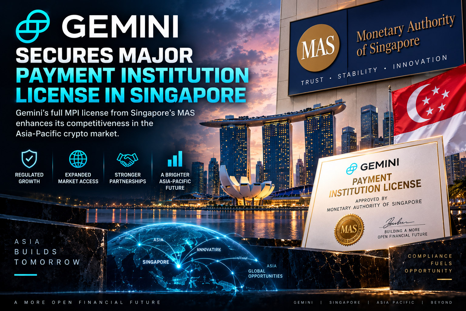 Gemini Achieves Major Payment Institution License in Singapore