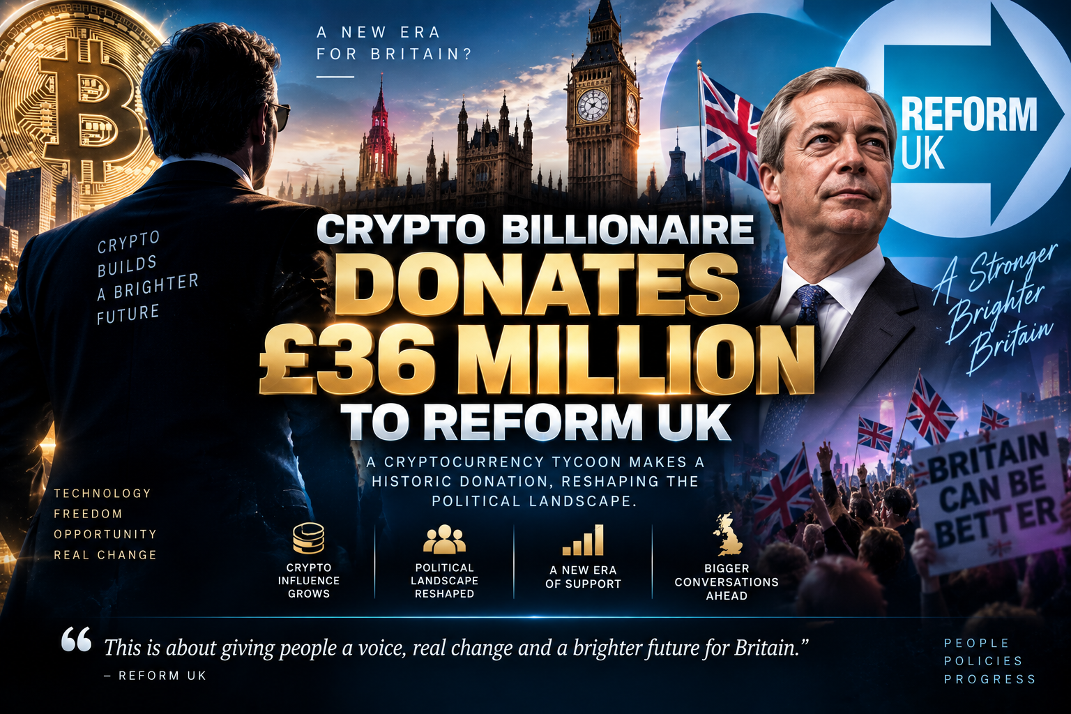 Crypto Billionaire's £36 Million Donation Reshapes Reform UK